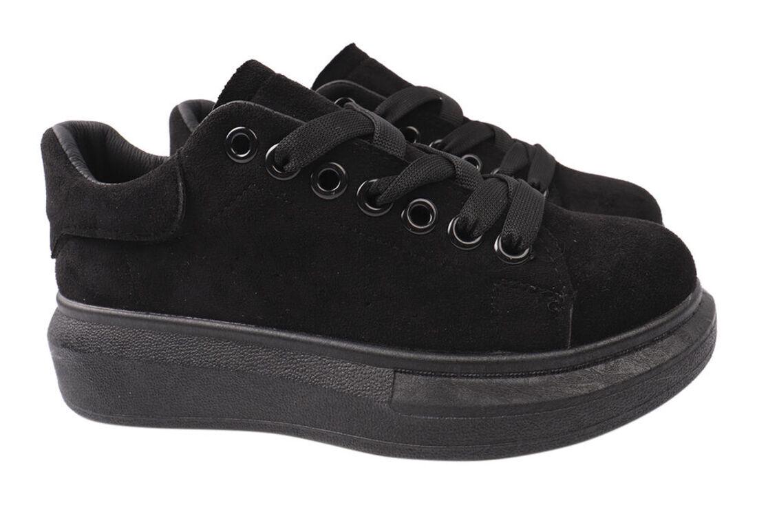Кеды женские Gifanni из эко замши на платформе на шнуровке Черный (81-21DTC 39)