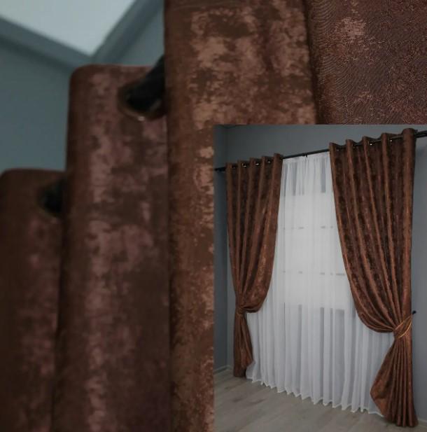 Штори на люверсах жакард Sultan YL 1,5х2,5 м 2 шт. Коричнево-бордовий (1204ш 37-0063) - фото 6 Штори на люверсах жакард Sultan YL 1,5х2,5 м 2 шт. Коричнево-бордовий (1204ш 37-0063) - фото 6