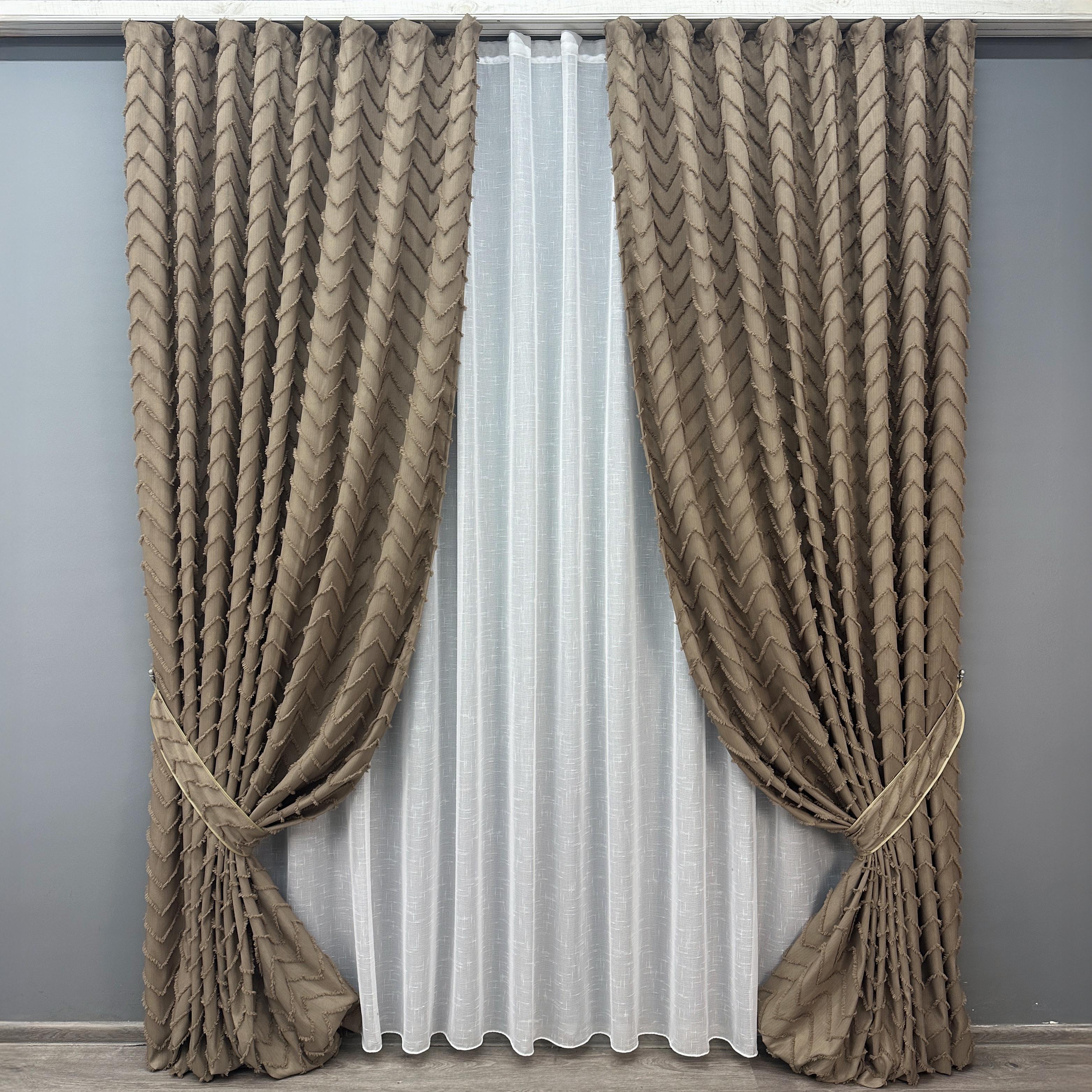 Комплект штор VR-Textil № 1808ш Льон Букле 100х295 см 2 шт. Какао (31-853)