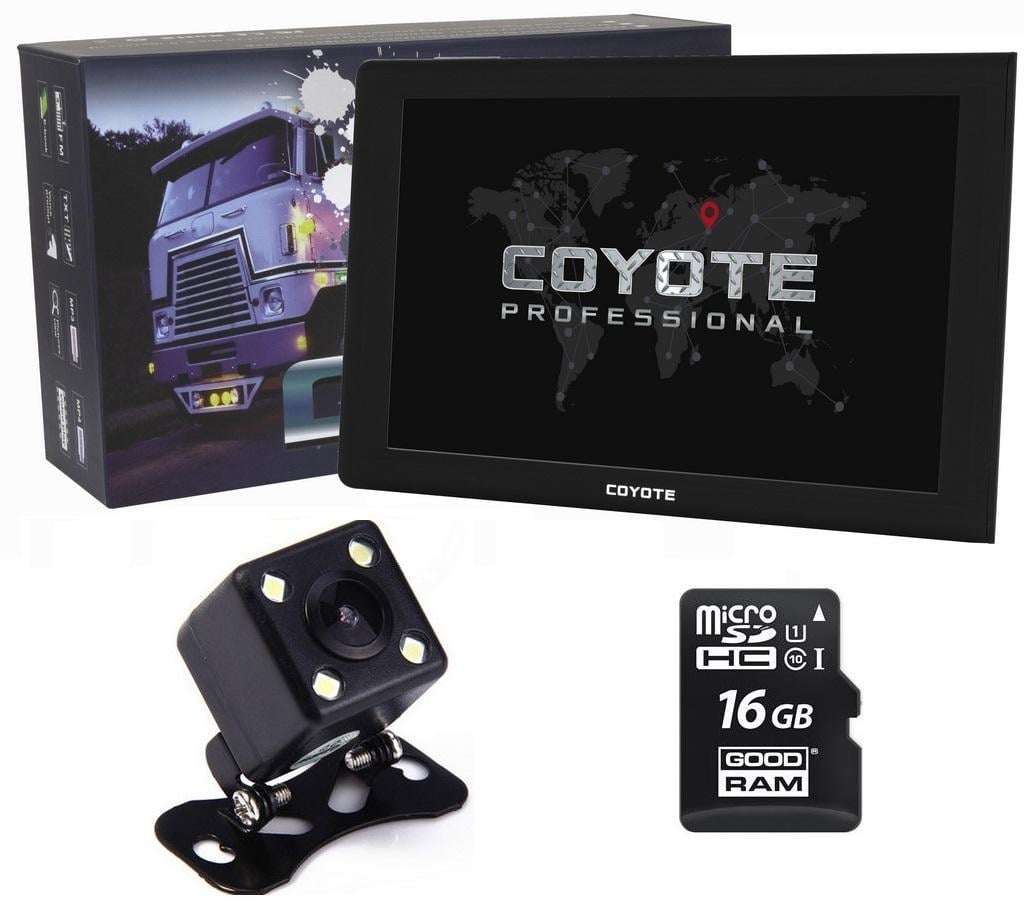 GPS навігатор з відеореєстратором Coyote 1090 Maximus PRO Ram 1 Gb ROM 16 Gb для вантажівок  з камерою заднього виду та MicroSD 16 Gb