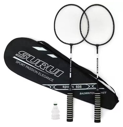 Набор для бадминтона SURUI SPORTS 608 из 2-х ракеток/3-х воланов/чехла Черный (а85)