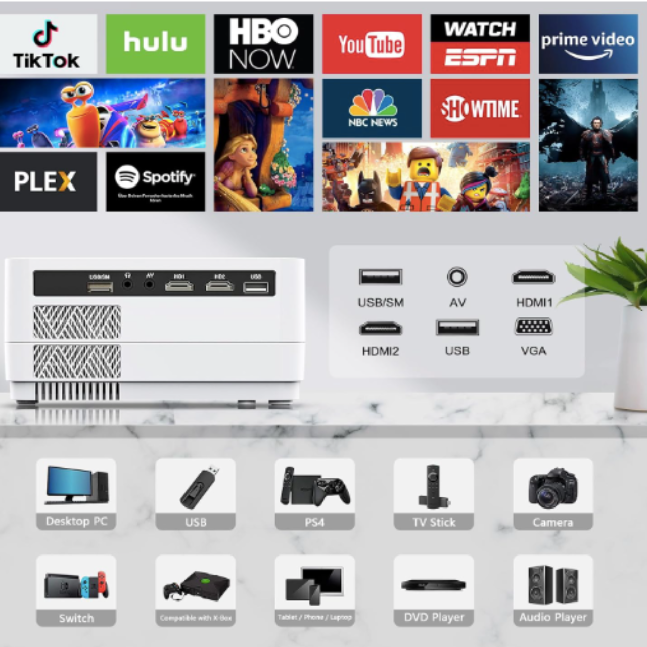 Проектор Dxyiitoo S3 4K Wi-Fi Bluetooth 9800 Лм - фото 2 Проектор Dxyiitoo S3 4K Wi-Fi Bluetooth 9800 Лм - фото 2