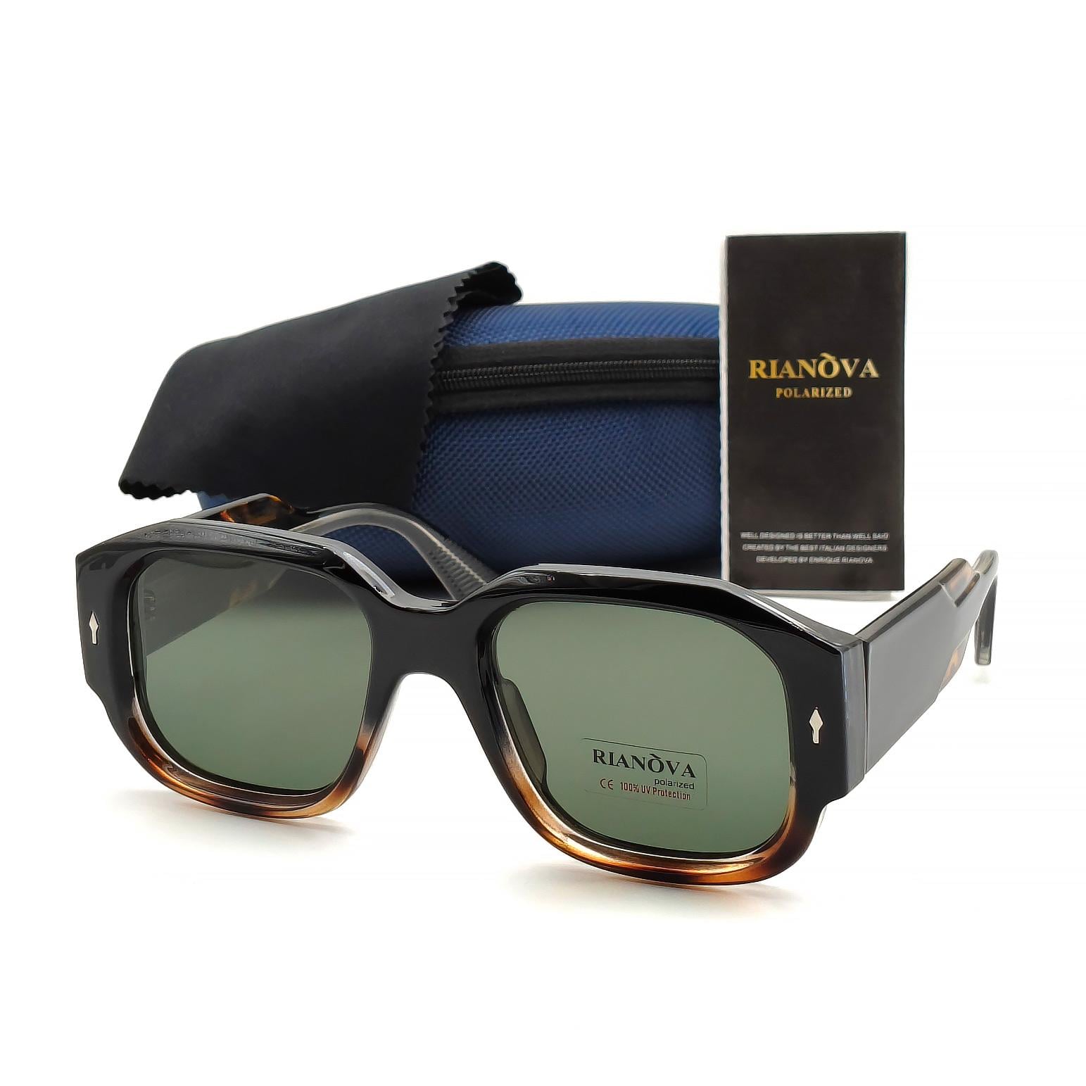 Солнцезащитные очки женские Rianova RN8026 с поляризацией Черно-коричневый/Зеленый (31443062)
