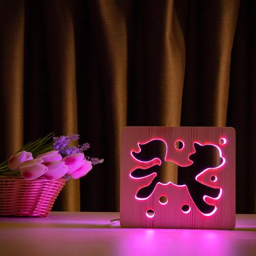 Ночник из дерева ArtEco Light LED RGB Сказочный пони с пультом (1020399)