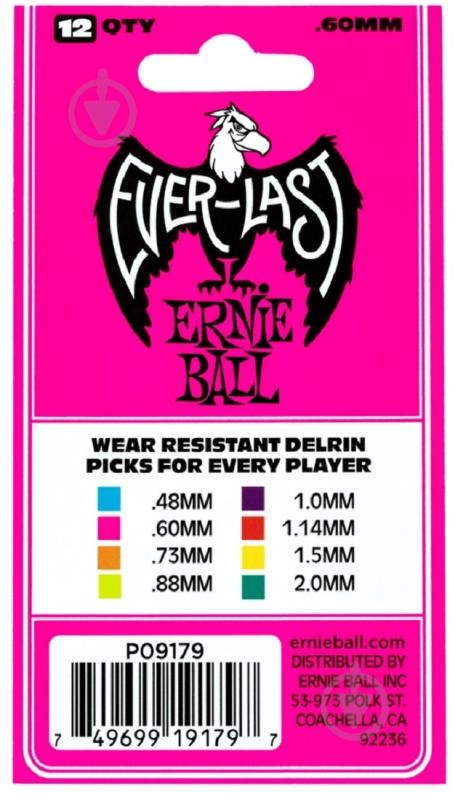 Медіатори Ernie Ball 9179 Everlast Guitar Player's Pack 0.60 mm (12 шт.) - фото 2