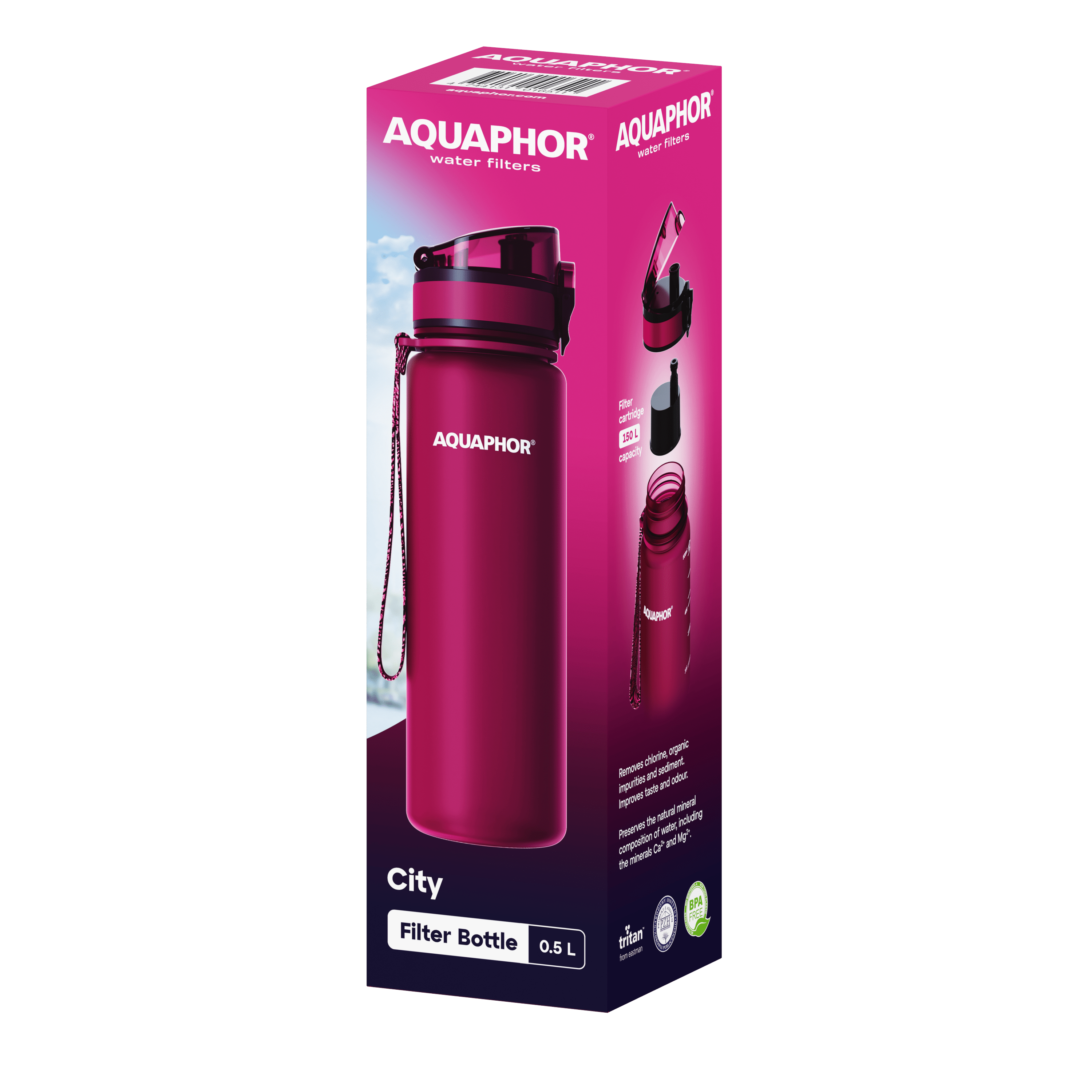 Фільтр-пляшка Аквафор Сіті Вишневий - фото 2 Фільтр-пляшка Аквафор Сіті Вишневий - фото 2
