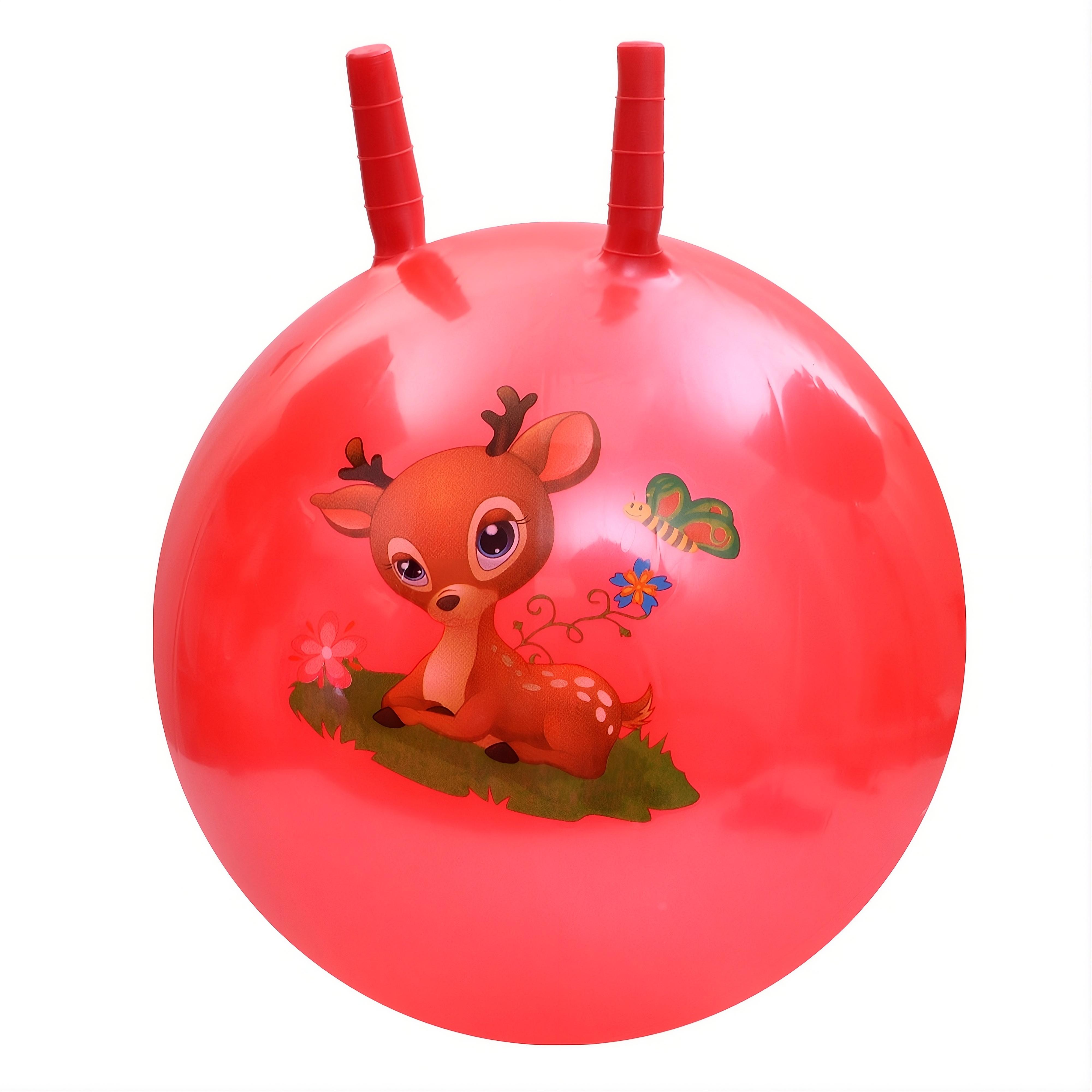 Фитнес-мяч детский MS 4284-6 с рожками 45 см 320 г с рисунком животных Красный (33553623)