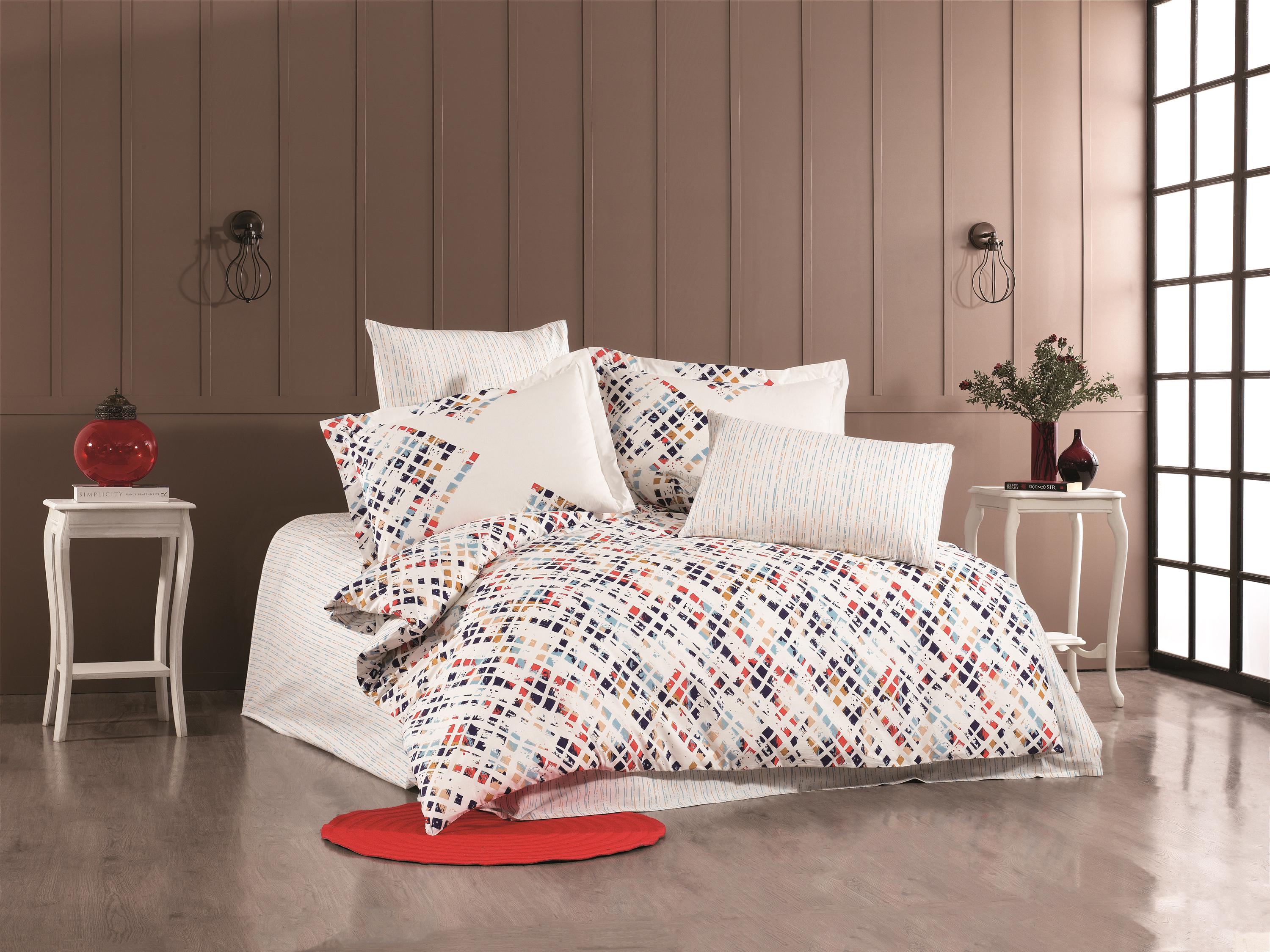 Комплект постельного белья HOBBY Poplin RITHYM 200х220 см/50х70 см 2 шт. Синий (8698499163188)