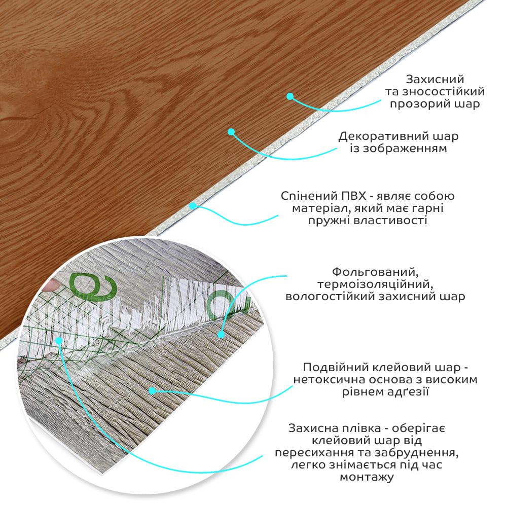 Плитка самоклеюча вінілова 3000х600х2 мм Коричневий (05-26-матовий SW-00001176) - фото 3