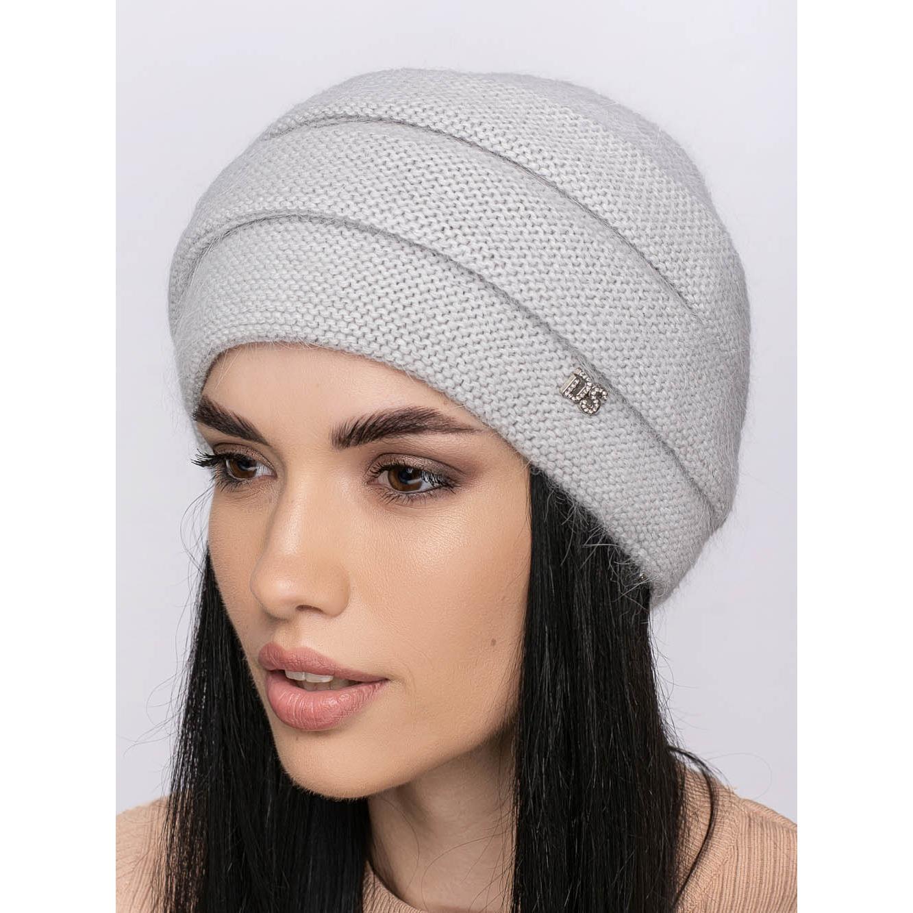 Шапка ангорова жіноча Leks Квитка one size Світло-сірий - фото 1