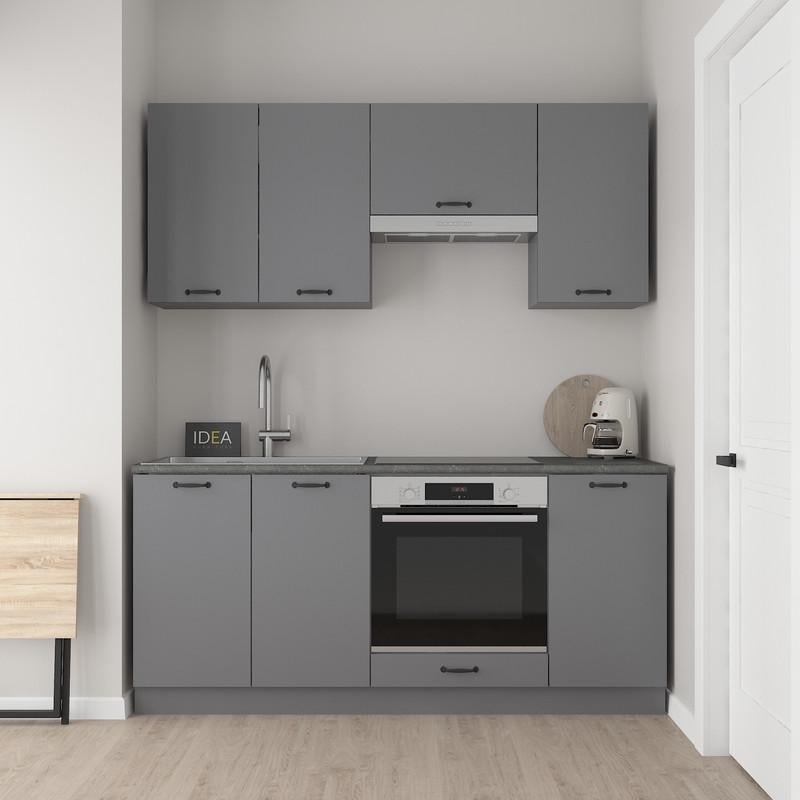 Готова кухня Idea Ніко з лаковою стільницею 28 мм/180 см Антрацитовий (22668853) Готова кухня Idea Ніко з лаковою стільницею 28 мм/180 см Антрацитовий (22668853)