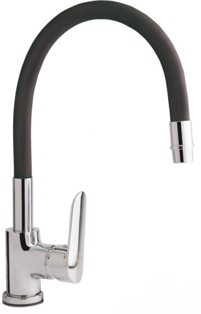 Смеситель для кухни Q-tap QTD007FBLPVD с гибким изливом Хром/Черный (79598)