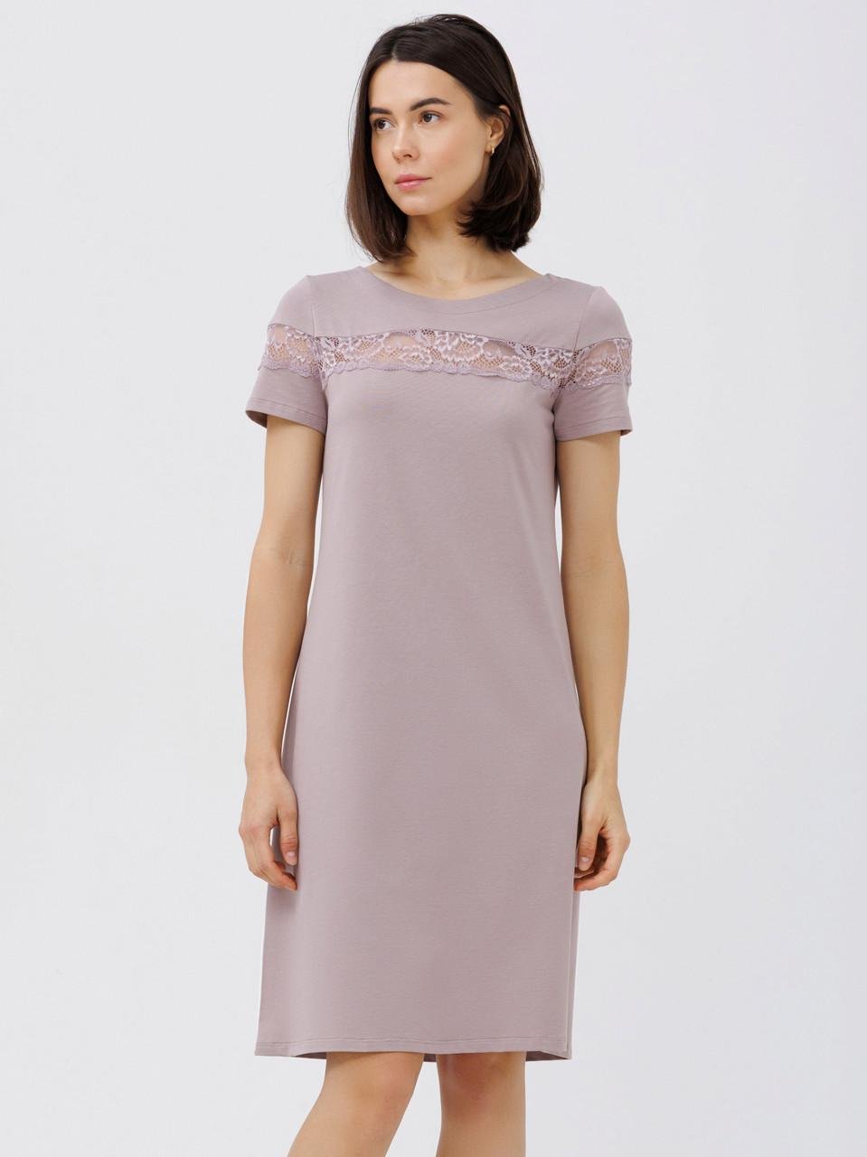 Ночная рубашка женская Roksana хлопковая 4XL Пудровый (1370/16158)