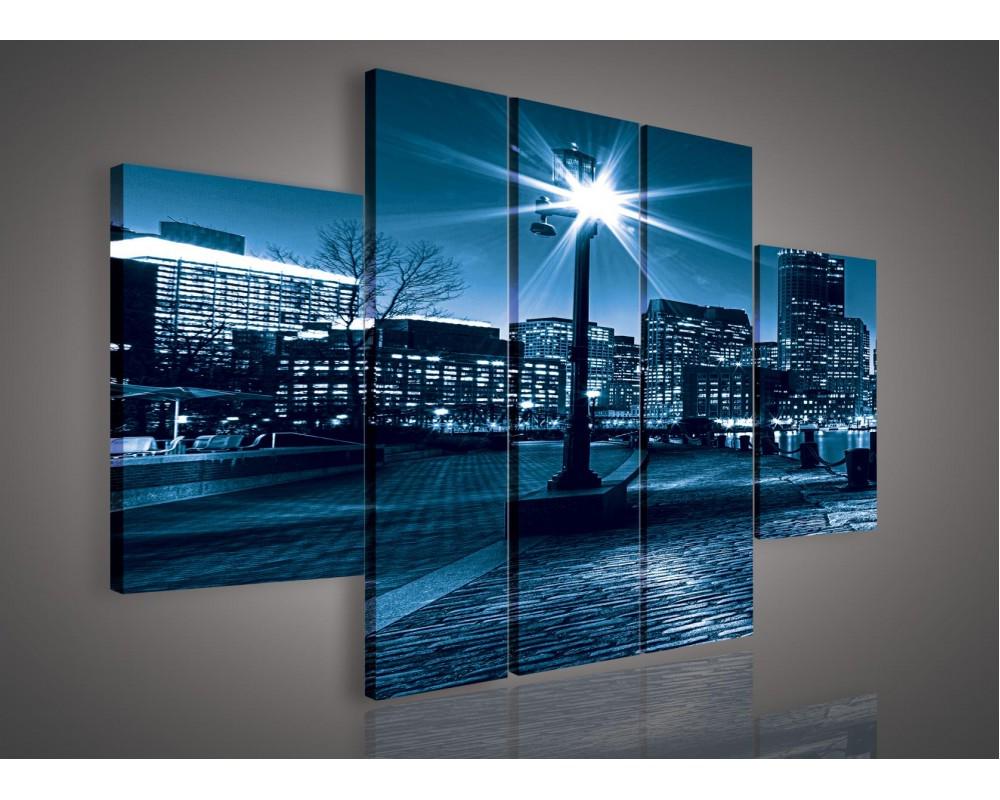 Модульная картина на холсте 3x30x100/2x40x60 см Фонарь и улица города (PS165S1)
