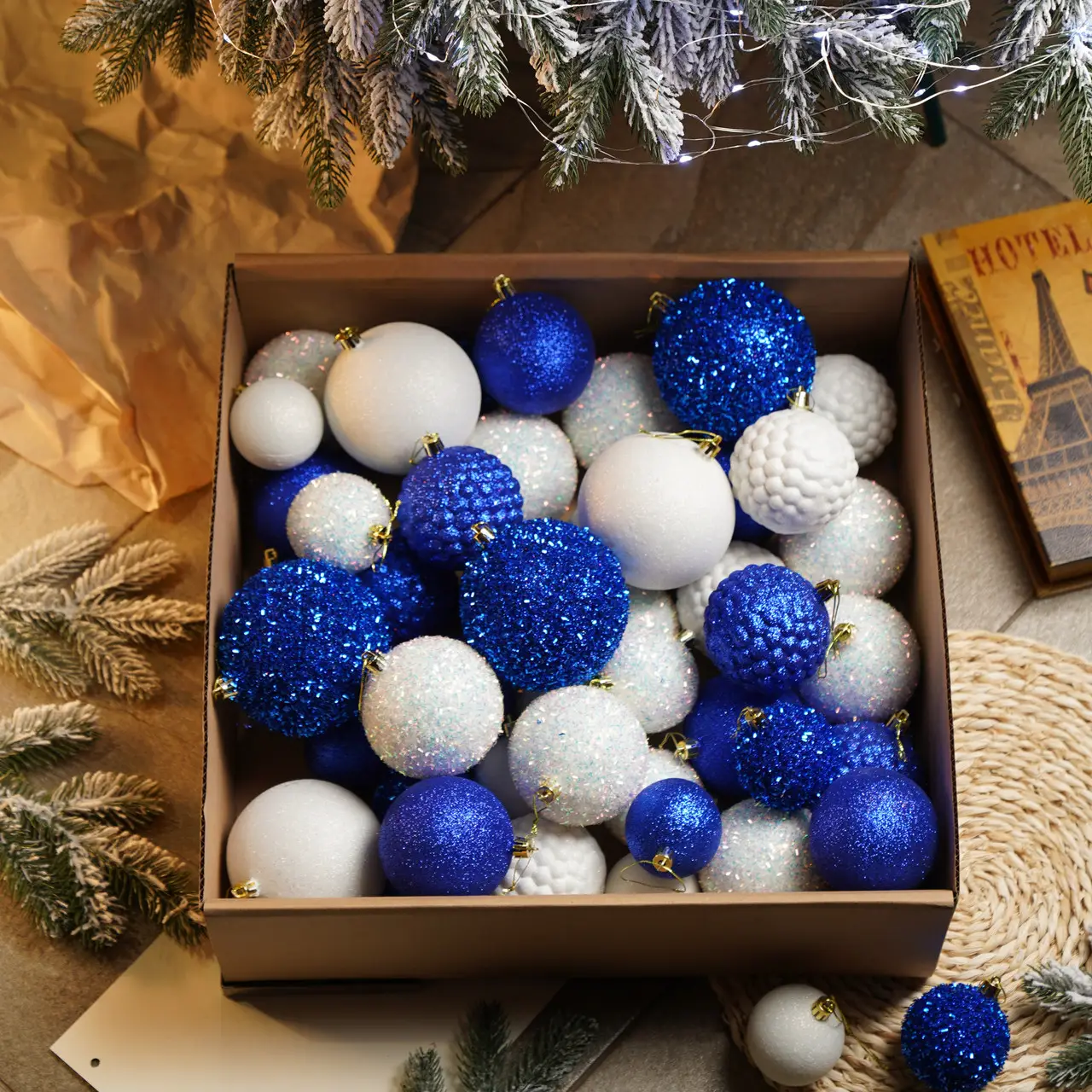 Набор шаров новогодних Блеск 40 шт. Синий (Блиск синій) - фото 2