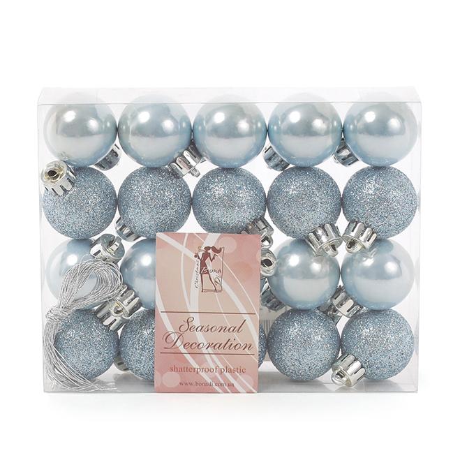 Набор пластиковых новогодних шаров Flora 20 шт. D-3 см (11669)