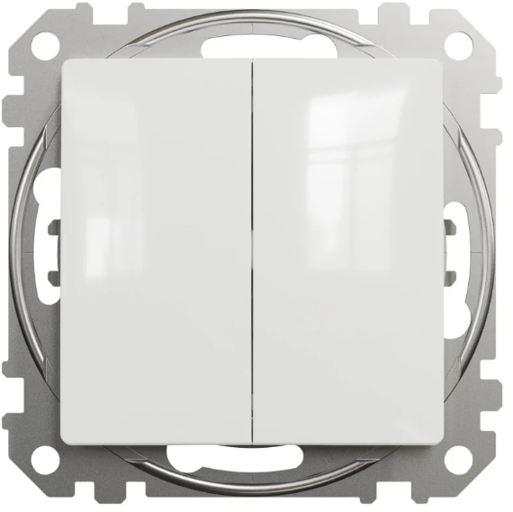 Выключатель двухклавишный Schneider Sedna Design проходной Белый (28431363)