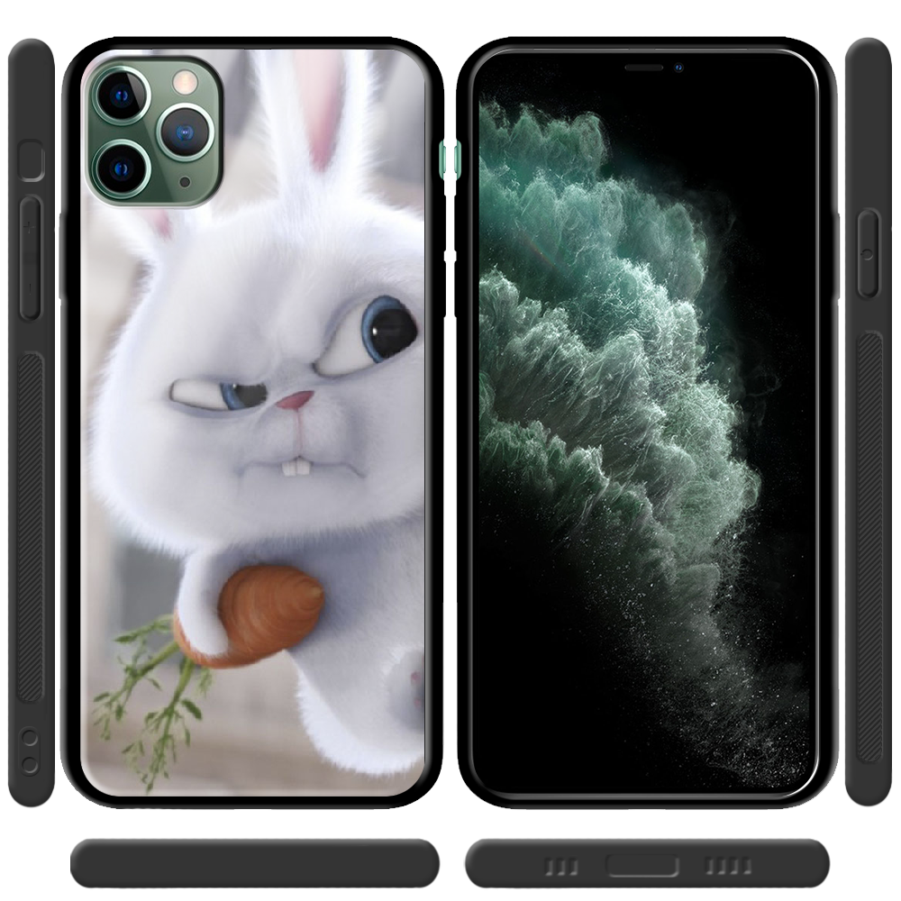 Чехол Boxface iPhone 11 Pro Max Rabbit Snowball Черный силикон со стеклом (38194-up1116-38347) - фото 2