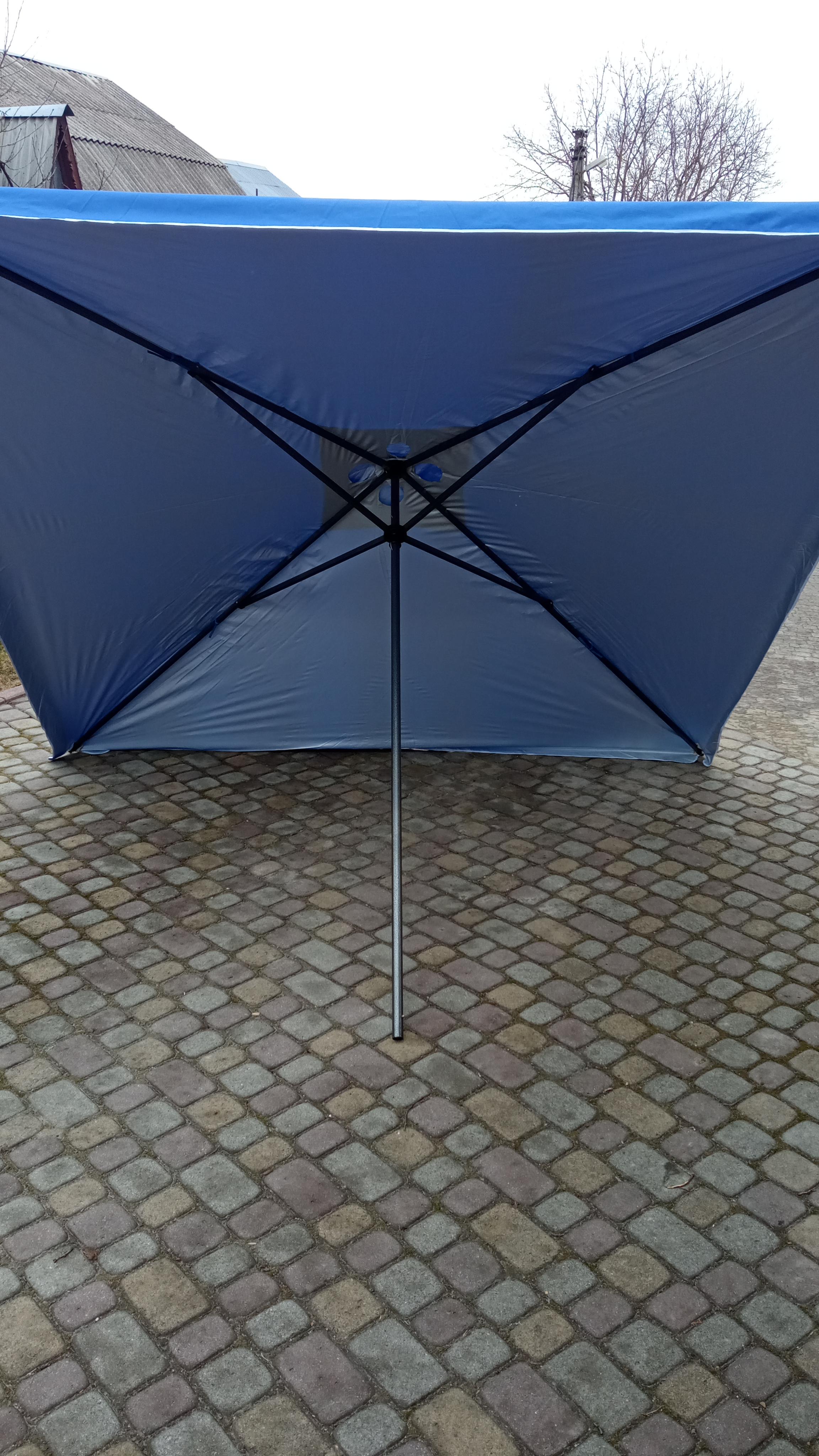 Зонт торговый с клапаном 3х3 м Синий/Серебряный (25410634) - фото 1 Зонт торговый с клапаном 3х3 м Синий/Серебряный (25410634) - фото 1