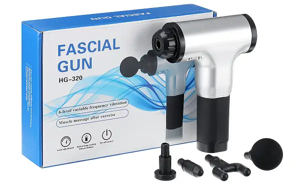 Масажер для тіла Fascial Gun HG-320 акумуляторний портативний ручний Silver (N-0027)