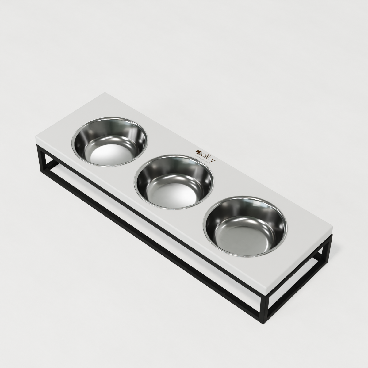 Миски на подставке для котов и маленьких собак Hollky Base Bar 3х0,45 л (Bar-54187-BLWH) - фото 2