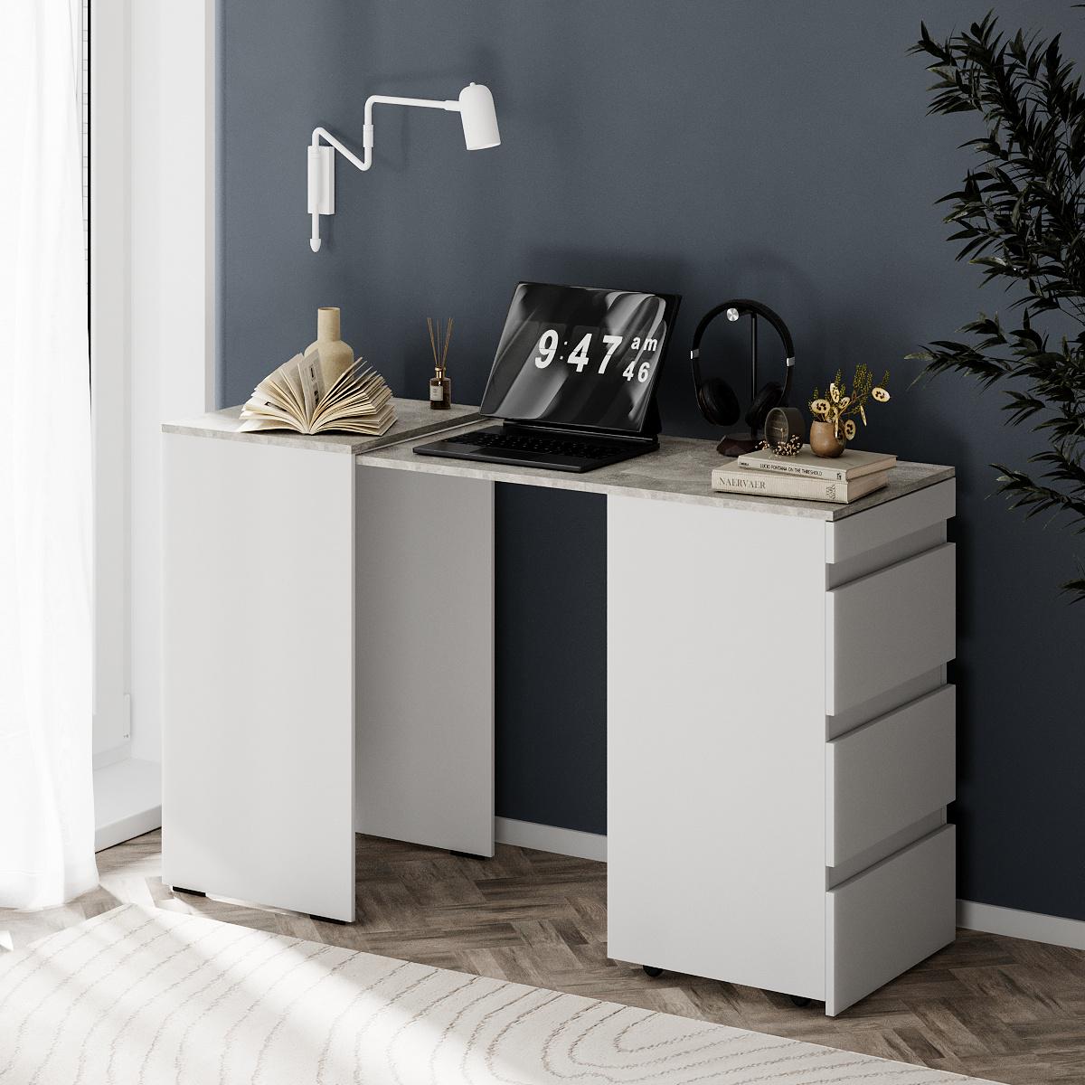 Стол комод-трансформер Molli 1400x450x756 мм Белый бриллиант/Ателье светлый (GATB01010400000) - фото 4 Стол комод-трансформер Molli 1400x450x756 мм Белый бриллиант/Ателье светлый (GATB01010400000) - фото 4