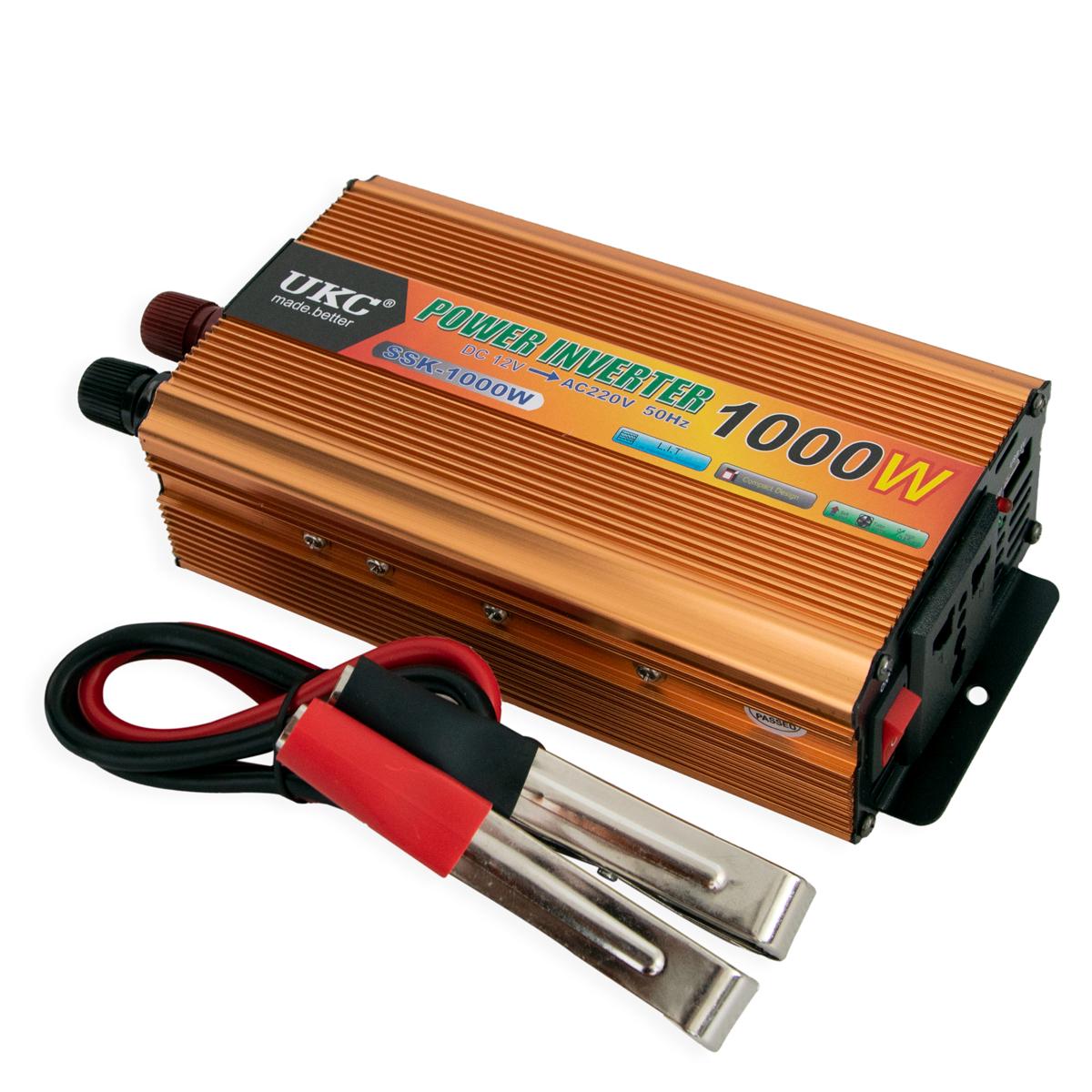 Перетворювач напруги автомобільний UKC Power Inverter SSK-1000 W 12 V-220 V (1009419-Black)