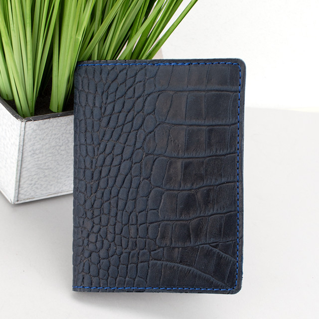 Обложка на паспорт Handycover 0054 кожаная под рептилию Синий (2329125113)