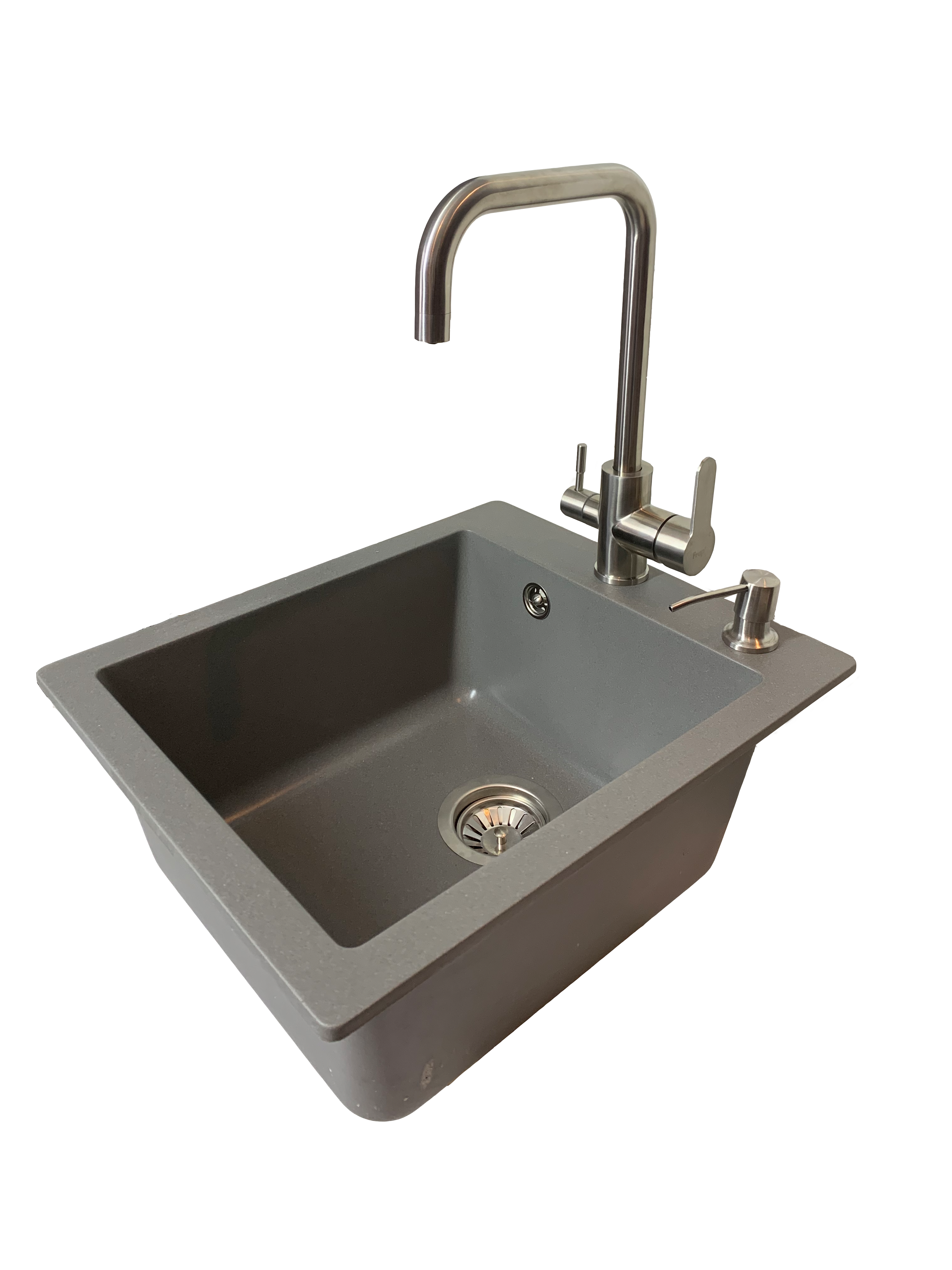 Мойка кухонная VECTOR Front 42x50 см сифон/смеситель/фильтр Серый (9c096461)