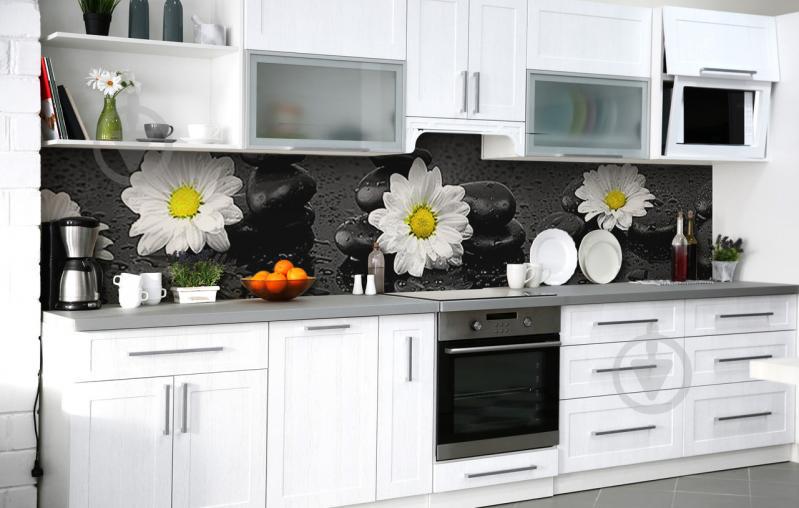 Скинали на кухню Zatarga «Камни и хризантемы» 600х3000 мм виниловая 3Д наклейка кухонный фартук самоклеящаяся Скинали на кухню Zatarga «Камни и хризантемы» 600х3000 мм виниловая 3Д наклейка кухонный фартук самоклеящаяся