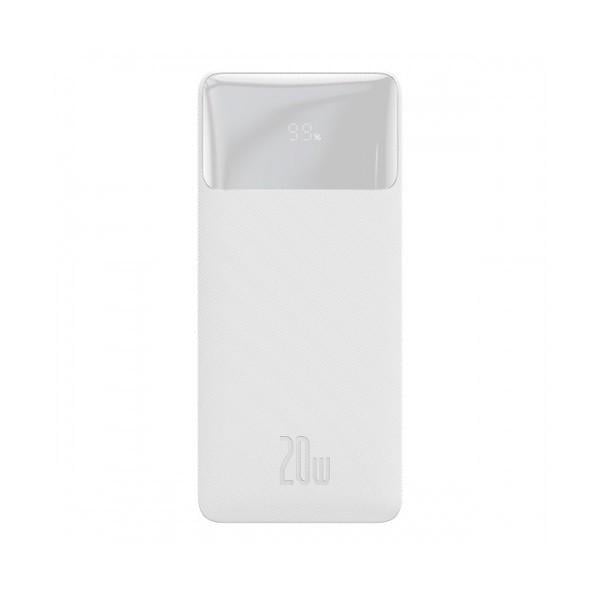 Повербанк Baseus Bipow Digital Display із швидкою зарядкою 2 USB/1 Type-C QC 20W 20000 mAh White (401240377)