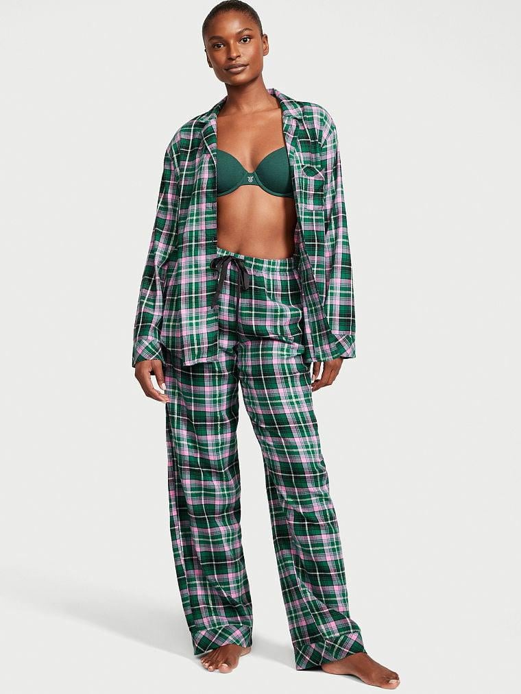 Пижама женская Victoria's Secret Flannel брюки/рубашка M Зеленый (2092590349) - фото 1