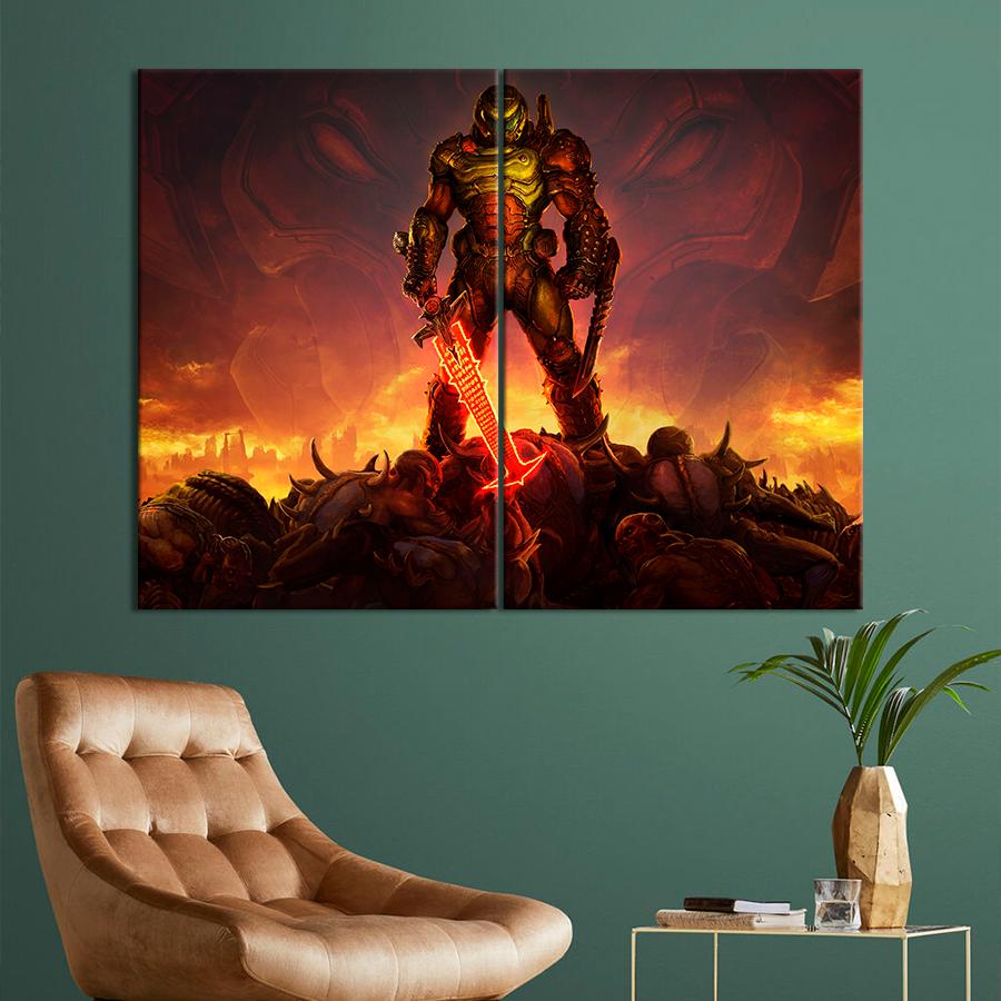 Настенний декор Борец с монстрами игра Doom Eternal 165x122 см (A199-2)