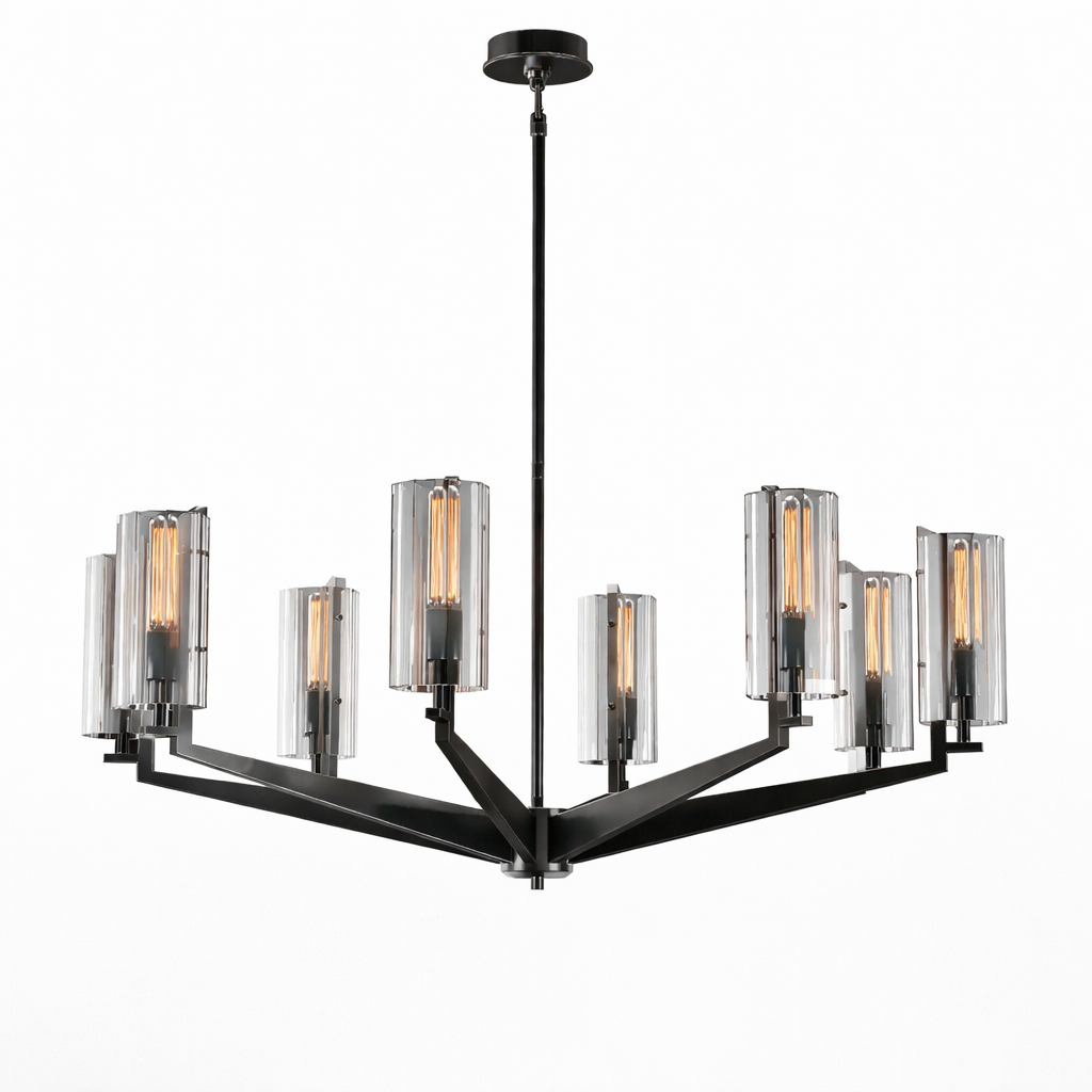 Люстра дизайнерська ABBY з прозорими плафонами на 8 ламп Чорний (MJ127 BK)