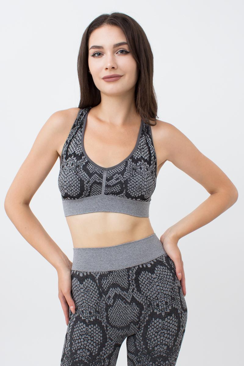 Топ безшовний Giulia TOP ANIMAL MELANGE 02 з анімалістичним принтом S/M Grey (4823116900868)