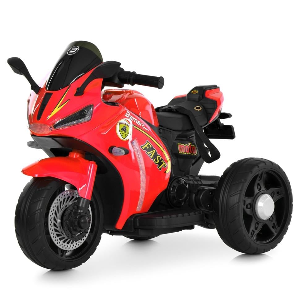 Детский электрический мотоцикл Bambi Racer 12V одноместный до 50 кг Красный (DE-169-E-1005)