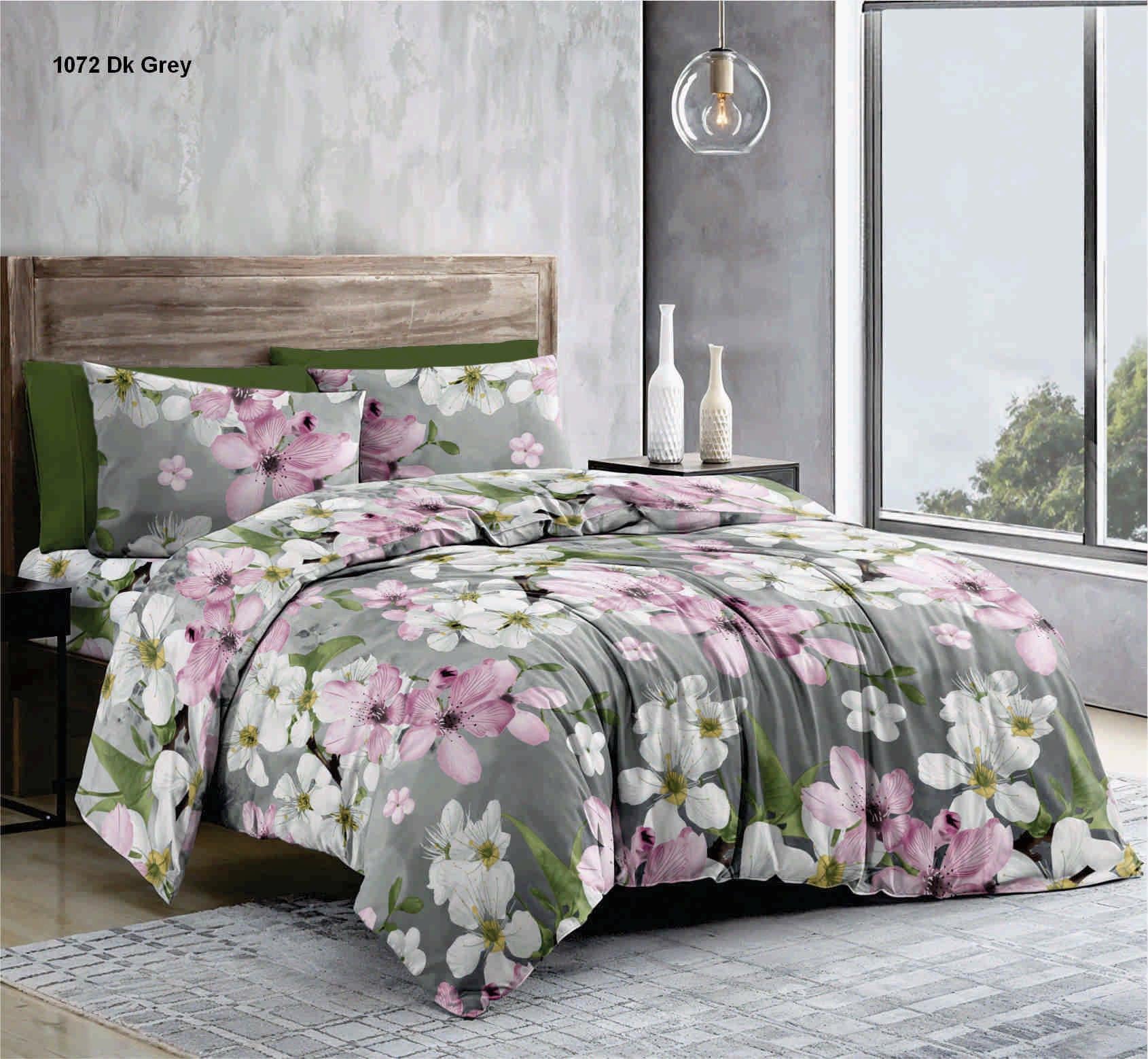 Простирадло полуторне Яблуневий цвіт бязь голд люкс 160х220 см Сірий (25029554)