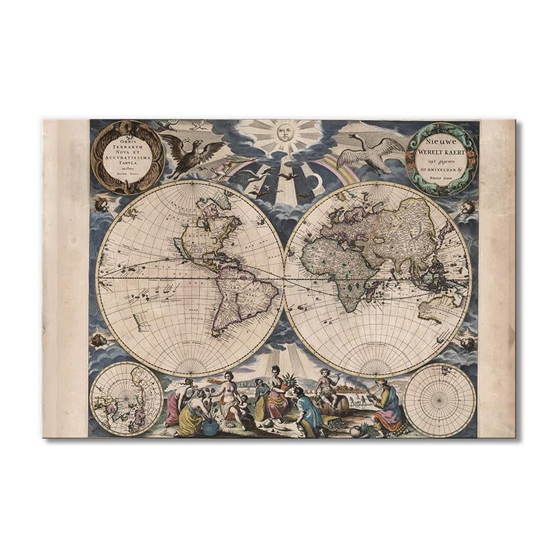 Винтажная карта Карта мира и Карибский бассейн 1 модуль 30х45 см