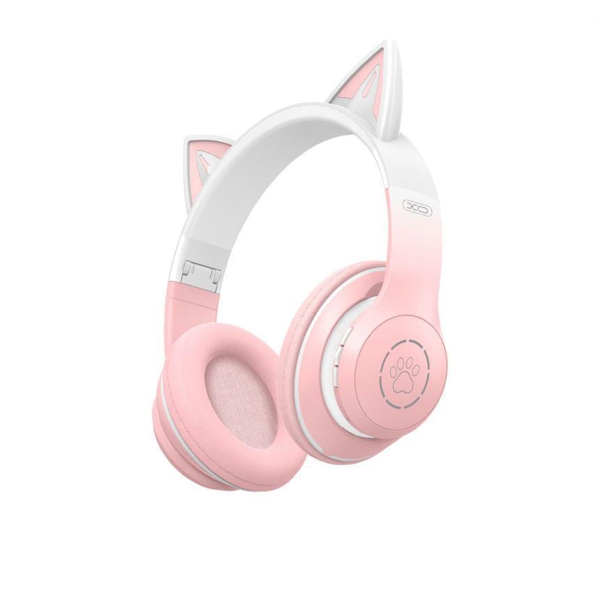 Детские наушники Bluetooth XO BE38 с ушками Pink