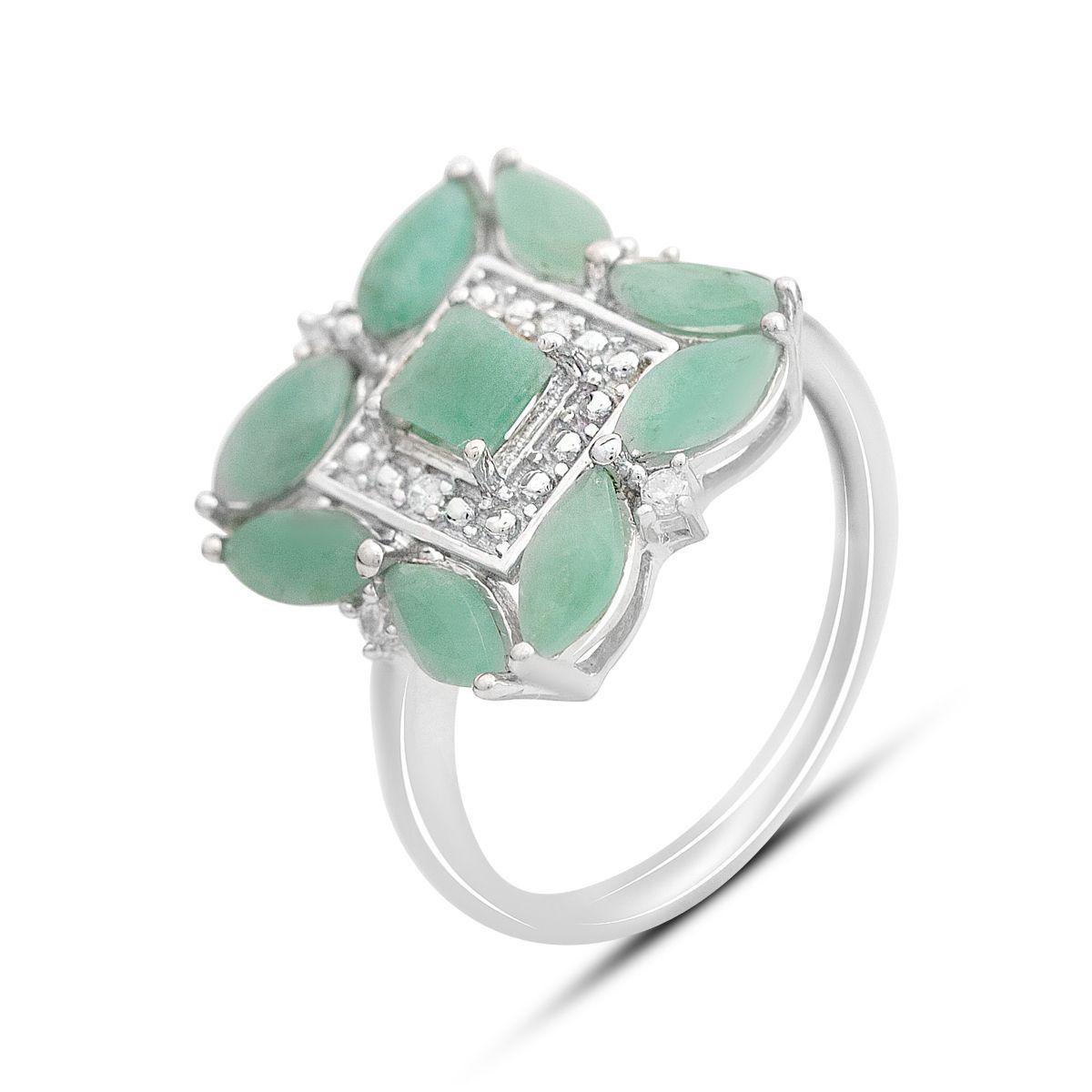 Кольцо серебряное Tiva с натуральным изумрудом и фианитами 2,525 ct 3,95 г р. 19 (2163411)