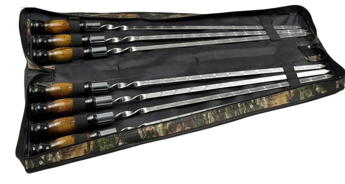 Набор шампуров с деревянной рукояткой GrillMaster Премиум NB-2282 нержавеющая сталь 3 мм 7 шт. (10-164-NB-2282)