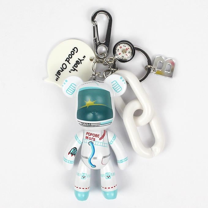 Брелок Bearbrick мишка Космонавт Бело-голубой