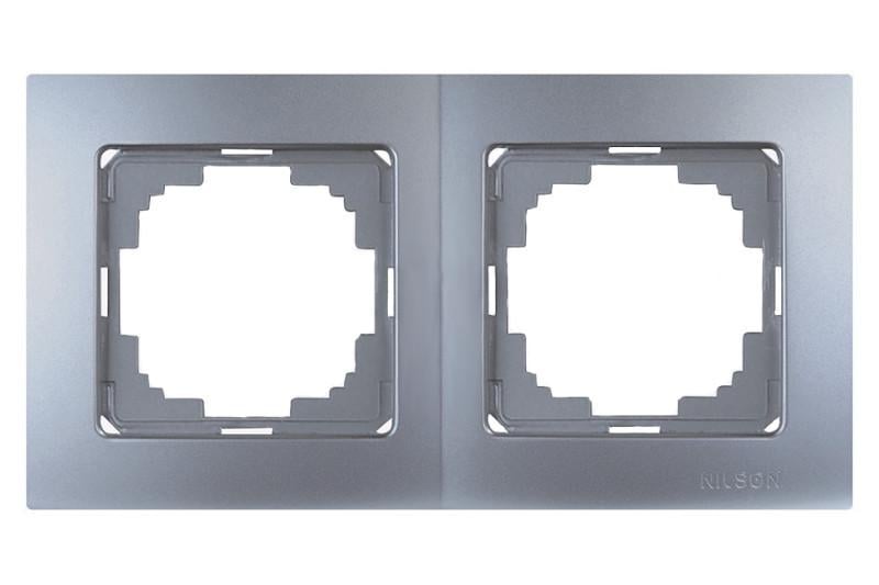 Рамка двухместная горизонтальная Nilson Touran Серебряный (00000011919)