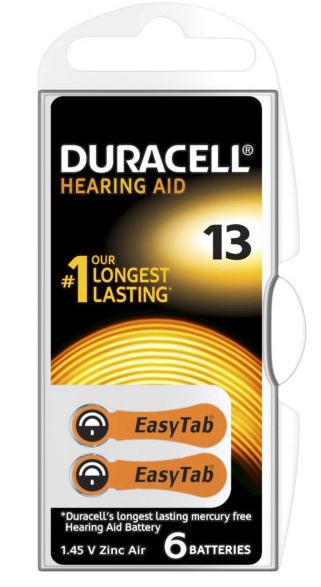 Батарейка для слуховых аппаратов Duracell ZA13-D6 PR48 DA13X 1,45V
