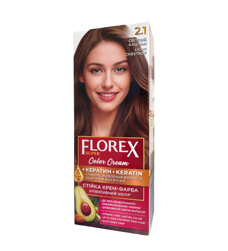 Крем-краска для волос стойкая Florex Super 2.1 Светлый каштан