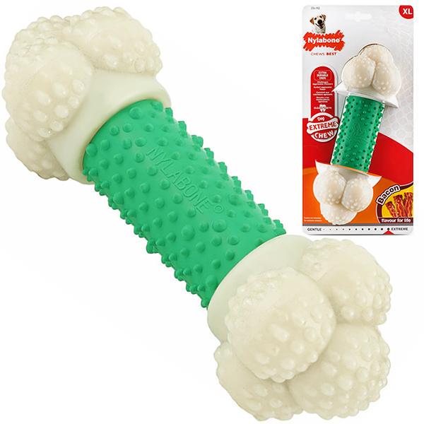 Игрушка для собак жевательная Nylabone Extreme Chew Double Action со вкусом бекона 22,5x7x6 см