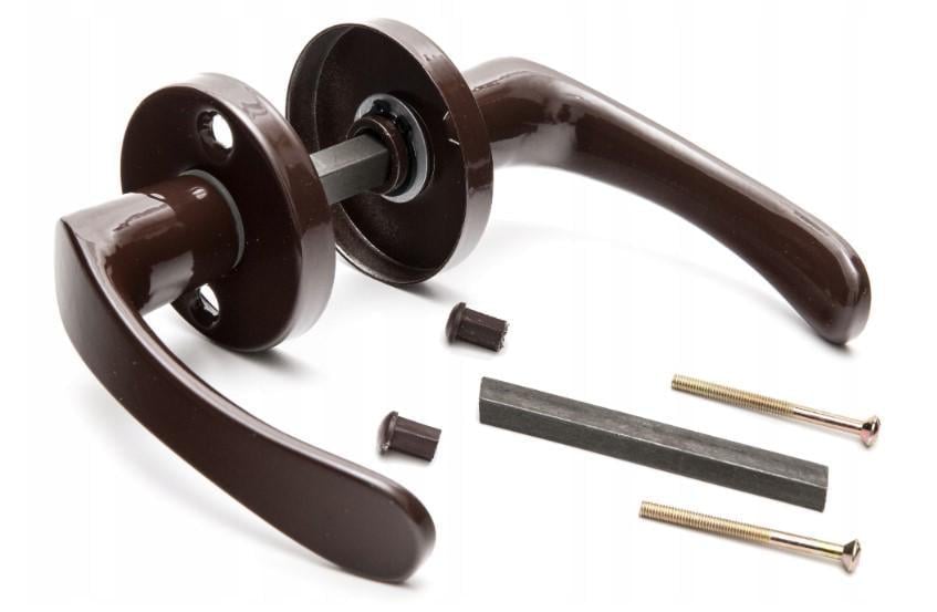 Ручка дверна на круглій розетці фарбована Коричневий (17639790)