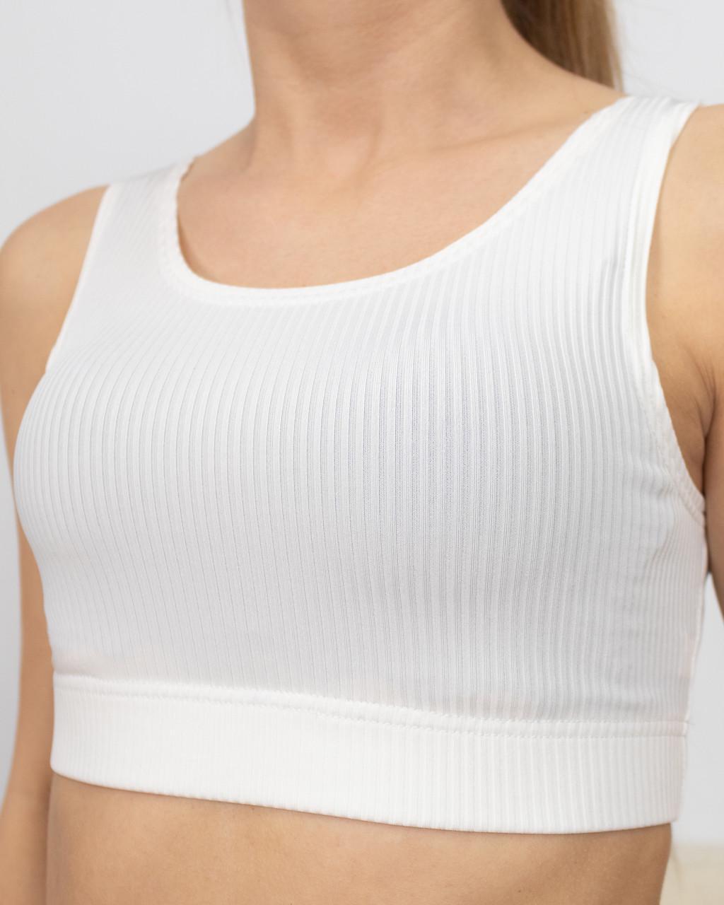 Пижама женская из рубчика топ и шорты Белый (2188007626) - фото 6