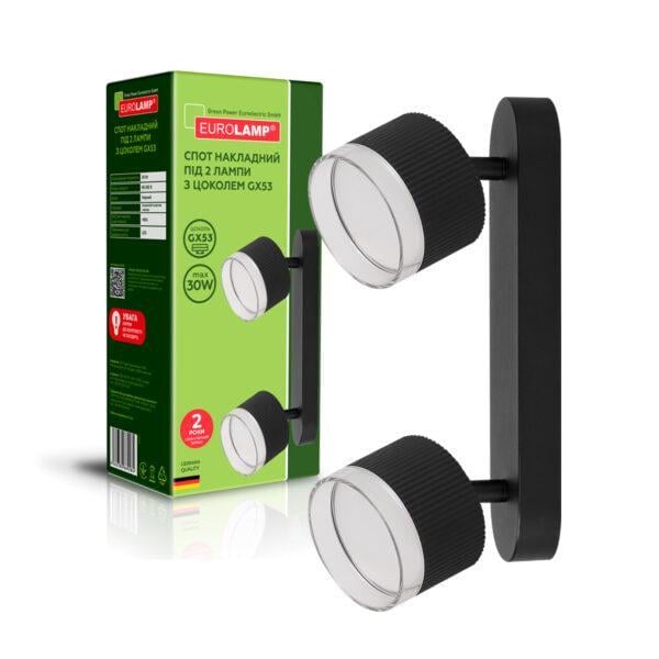 Спот Eurolamp Onyx WS для ламп 2xGX53 Черный (36562773)