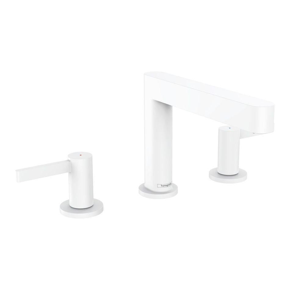 Смеситель для умывальника Hansgrohe Finoris 110 на 3 отверстия с донным клапаном push-open Белый матовый (76033700)